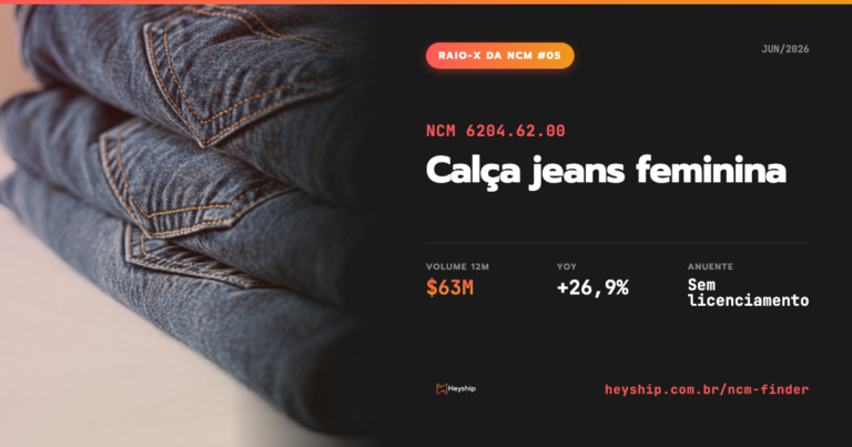Raio-X NCM 6204.62.00 — Calça jeans feminina: importação 2026
