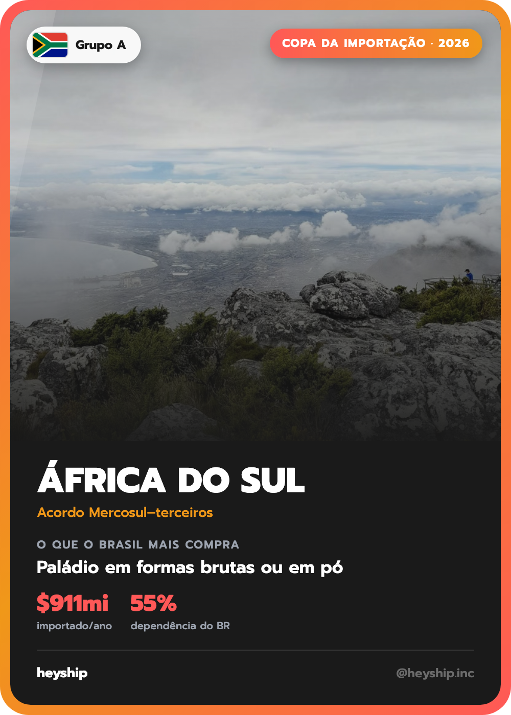 Figurinha da Copa da Importação: África do Sul